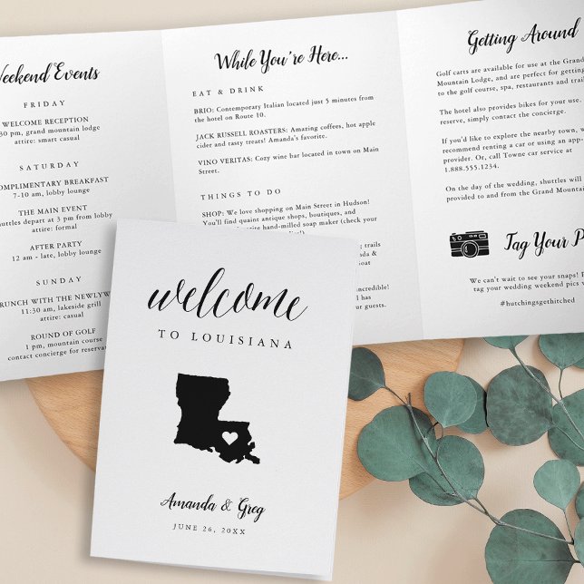 Louisiana Wedding Welcome Letter & Itinerary Tri-Fold Programme (Creator Uploaded)