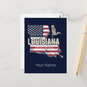 Louisiana with Pelican Vintage USA Design Postcard