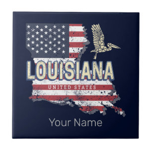 Louisiana with Pelican Vintage USA Design Tile