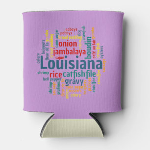 Louisiana Word Cloud Can Cosy Can Cooler