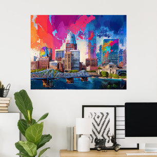 Louisville Colourful Skyline Abstract Art Poster