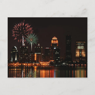 Louisville fireworks postcard