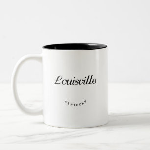 Louisville Kentucky Black Font Two-Tone Coffee Mug
