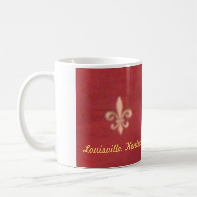 "LOUISVILLE, KENTUCKY FLEUR DE LIS MUG" COFFEE MUG (Left)