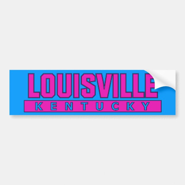 Louisville Kentucky Pink and Blue Bumper Sticker (Front)