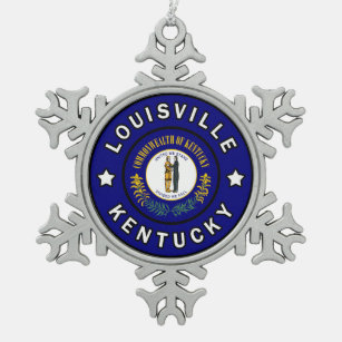 Louisville Kentucky Snowflake Pewter Christmas Ornament