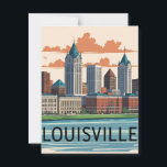Louisville Kentucky USA Skyline Postcard<br><div class="desc">Bring the vibrant energy of Louisville, Kentucky, into your space with this stunning retro travel poster. Showcasing the city's iconic skyline under a dramatic sunset sky, this illustration features detailed architecture, a scenic bridge, and reflections on the Ohio River. Designed in a vintage postcard style with warm tones and classic...</div>
