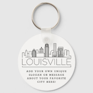 Louisville, KY Stylized Skyline   Custom Slogan Key Ring