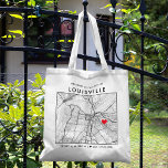 Louisville Love Locator | City Map Wedding Welcome Tote Bag<br><div class="desc">A fun tote bag for a wedding or any other occasion taking place in the beautiful city of Louisville, Kentucky. This tote features an overhead map of the city centre inside a black-bordered box framer. On the top sits a short welcome greeting and the name of the city. On the...</div>