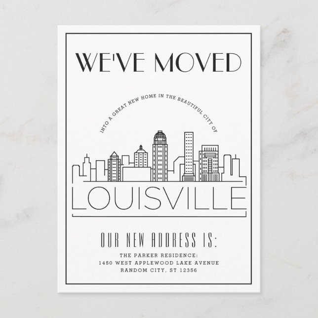 Louisville Modern Deco | Change of Address Announcement Postcard (Front)