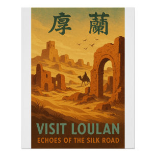 Loulan Ancient City Retro Travel Poster