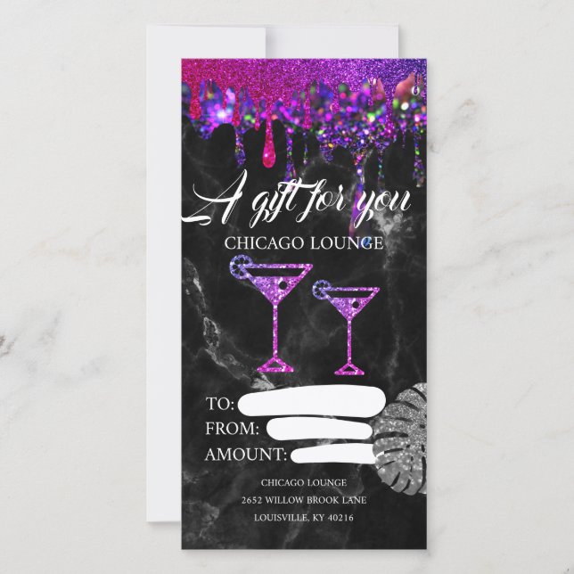 Lounge Bar Drinks Certificate Voucher (Front)