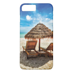 Lounge chairs on beach throw pillow Case-Mate iPhone case