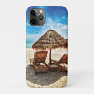 Lounge chairs on beach throw pillow Case-Mate iPhone case