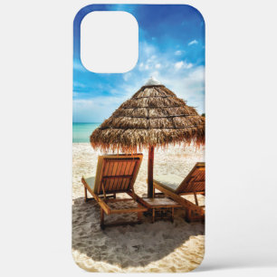 Lounge chairs on beach throw pillow iPhone 12 pro max case