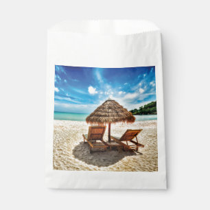 Lounge chairs on beach throw pillow favour bags
