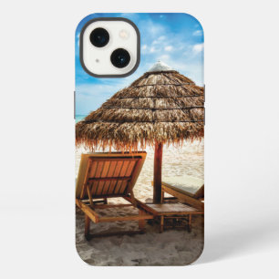 Lounge chairs on beach throw pillow iPhone 13 case