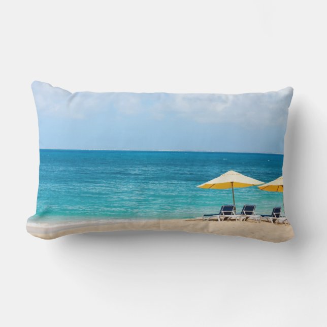 Lounge chairs on the ocean beach lumbar cushion (Front)
