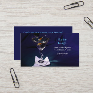 Lounge Dark Blue Martini Bar Business Card
