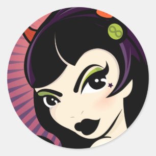 LoungeKat Sticker: Devil Girl Classic Round Sticker