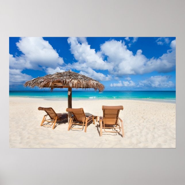 Lounges on the beach poster (Front)