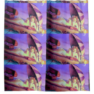 lounging mermaid  pattern shower curtain
