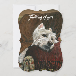 Lounging Westie on Sofa Holiday Card