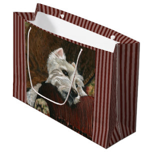 Lounging Westie on Sofa Large Gift Bag
