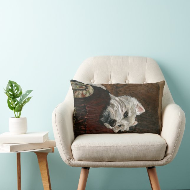 Lounging Westie on Sofa Lumbar Cushion (Chair)