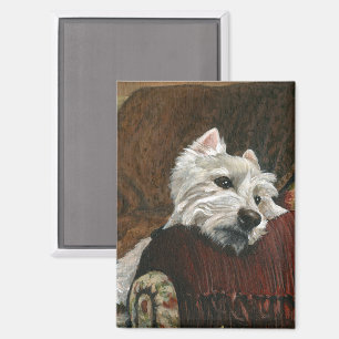 Lounging Westie on Sofa Magnet