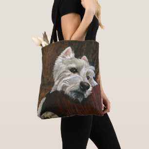 Lounging Westie on Sofa Tote Bag