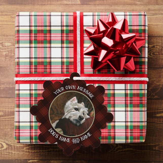 Lounging Westie on Sofa Tree Decoration Card (Insitu (Gift))