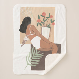 Lounging Woman Sherpa Blanket