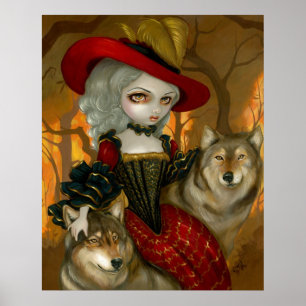 Loup-Garou: d'Automne - gothic rococo wolf Print