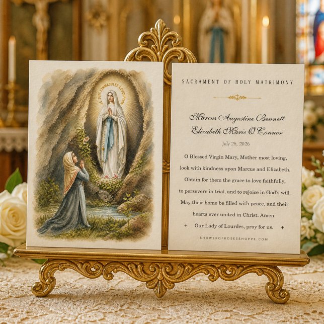 Lourdes Catholic Wedding Prayer Card Marian Vignet (Creator Uploaded)
