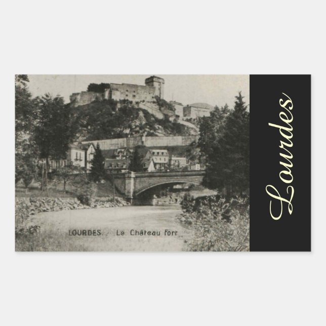 Lourdes Fort Chateau France postcard Rectangular Sticker (Front)