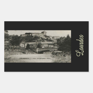 Lourdes Fort Chateau France postcard Rectangular Sticker