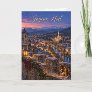 Lourdes Vue du Château Joyeux Noël Holiday Card