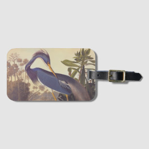 Lousiana Heron in Grey, Green, and Blue by Audubon Luggage Tag