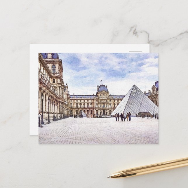 Louvre' Museum Paris Postcard (Front/Back In Situ)