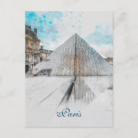 Louvre Museum Paris Postcard – Watercolor Travel