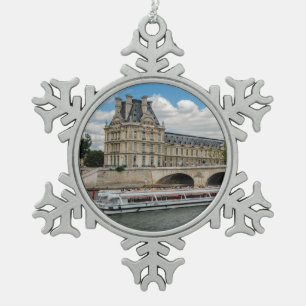 Louvre Museum Snowflake Pewter Christmas Ornament