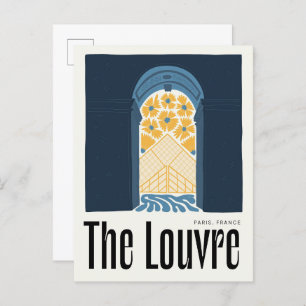 Louvre Paris France abstract travel floral art Postcard
