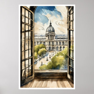 Louvre through a window Poster