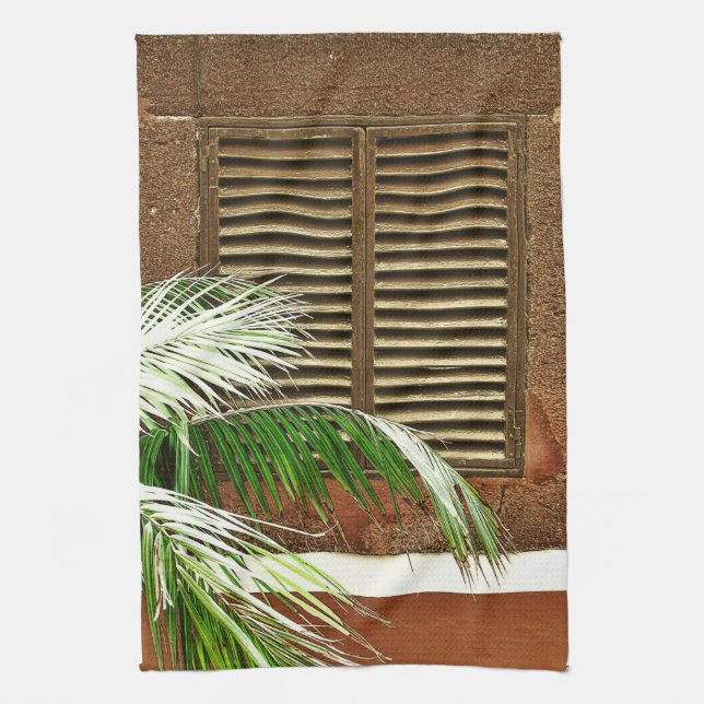 Louvred Window - Funchal, Portugal Tea Towel (Vertical)