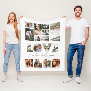 Love 16 photo modern minimal personalised gift fle fleece blanket