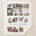 Love 16 photo modern minimal personalised gift fle sherpa blanket<br><div class="desc">True Love lasts forever multi 16 photo simple modern minimal personalised anniversary,  wedding,  birthday or Christmas gift for the one you love. Modern green colour is fully customisable.</div>