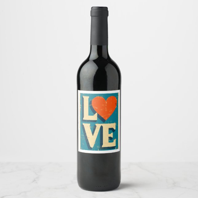 LOVE 1960s-Inspired Graphics Wine Label (Front)