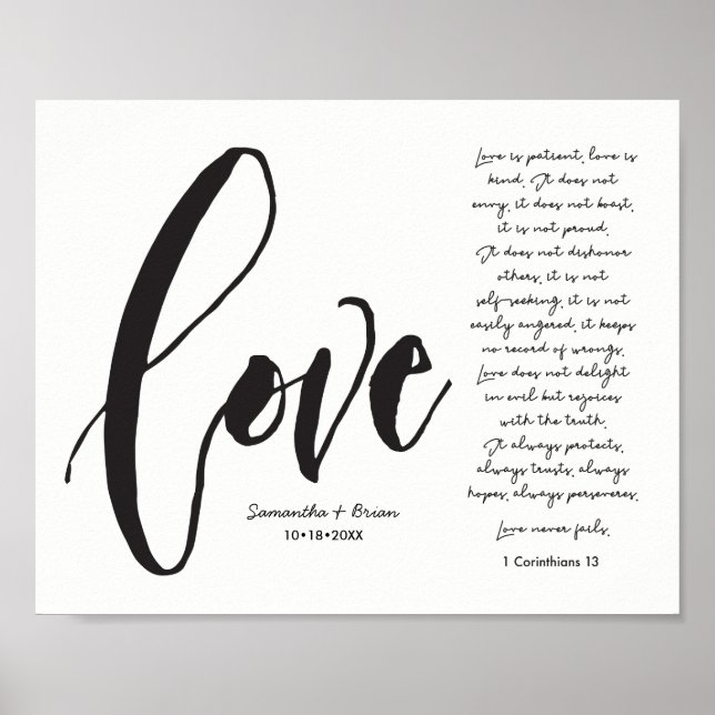 Love, 1 Cor. 13, Couple Name, Modern Script Poster (Front)