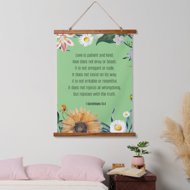 Love, 1 Corinthians 13:4, Hanging Tapestry (Bedroom)